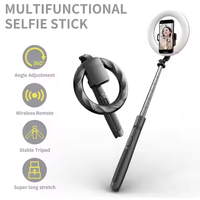 Bâton de selfie portable Q05S avec anneau lumineux LED 8 ''1.6M trépied 3-en-1 lampe de studio de lumière de remplissage pour la diffusion en direct pour la photographie