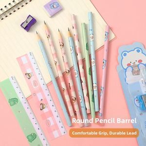 X415 Ensemble de papeterie scolaire mignon pour étudiants et enfants, cadeau de Noël, crayon HB avec gomme et taille-crayon, impression de dessins animés, crayon HB - Product Image 4