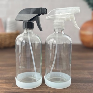 <span class=keywords><strong>Botella</strong></span> de spray de vidrio para habitación de ámbar transparente redonda Boston vacía de 500ml y 16oz con rociador de gatillo y funda de silicona para limpieza - Product Image 3