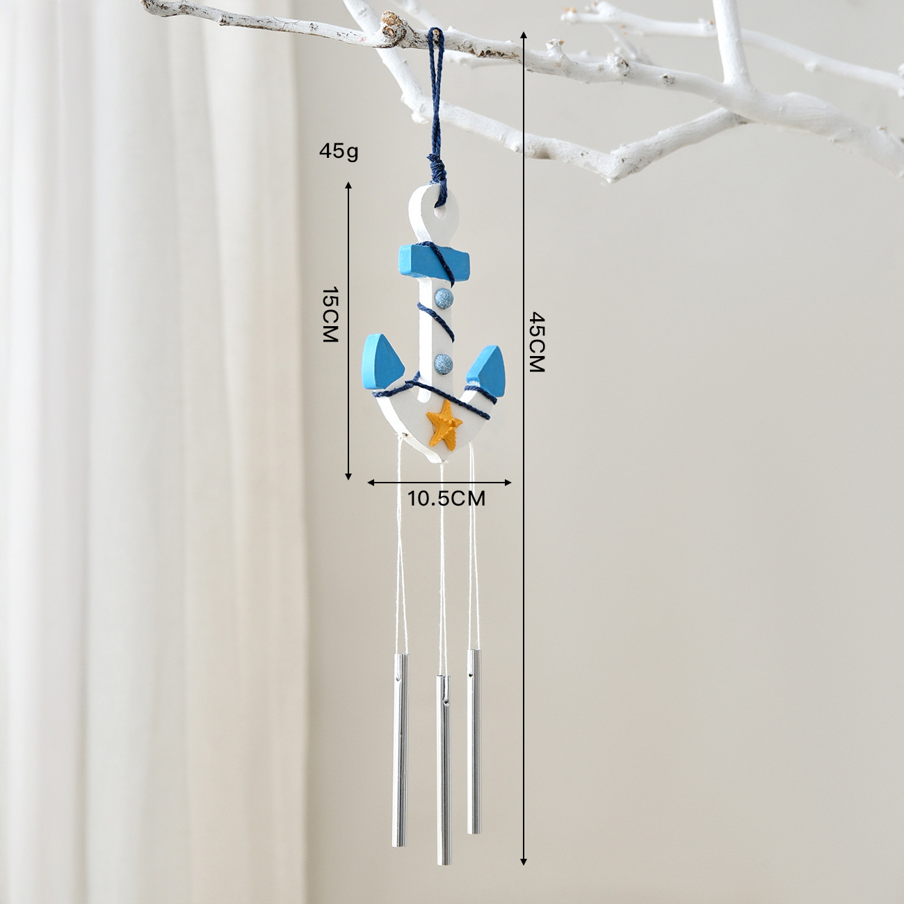 Small Iron Anchor Yellow Star Wind Chime