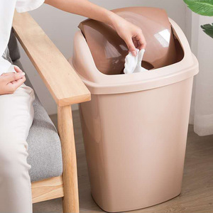 Poubelle rectangulaire à couvercle rabattable 10L pour usage intérieur, chambre, toilettes, cuisine - Product Image 1