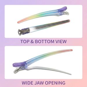 4 pinzas de pelo con degradado <span class=keywords><strong>arco</strong></span>íris, clips de aluminio para seccionar, horquillas con tira de silicona antideslizante para peinar - Product Image 5
