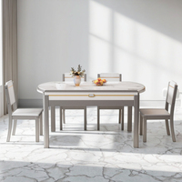 2025 Table à manger extensible convertible de luxe moderne nouveau modèle avec dessus en dalle de roche en bois massif pour petits appartements