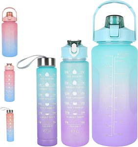 Botella de Agua Deportiva Portátil con Degradado de Color, Juego de 3 Piezas, Motivacional, 3 en 1, 280ML, 900ML, 2000ML, Ecológica, de PC - Product Image 1