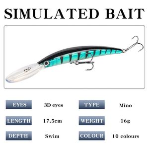 Señuelo Artificial Flotante de 15.3 cm y 16 g para Pesca de Lubina, Salmón y Bagre en Pesca Oceánica desde Barco - Product Image 3