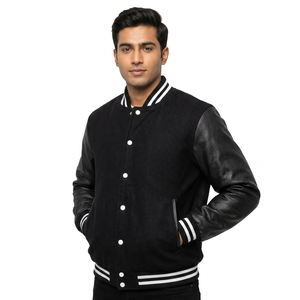 Man Jacket <b>Top</b> Design Varsity Baseball Bomber Jacket 2025 Best Design Genuine Leather Sleeves Wool Body Team Wears Jacket - Product Image 1