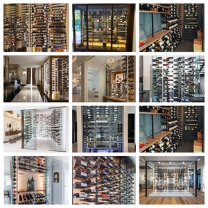 Moderni portabottiglie in metallo Custom vetrate <span class=keywords><strong>a</strong></span> parete sistemi di visualizzazione del vino per case ristoranti e bar - Product Image 6