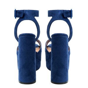 <span class=keywords><strong>Sandali</strong></span> con plateau alto da donna taglia 47, <span class=keywords><strong>blu</strong></span> <span class=keywords><strong>scuro</strong></span>, con tacco grosso, eleganti, estivi, peep toe, con cinturino alla caviglia e fibbie, per piedi larghi - Product Image 2