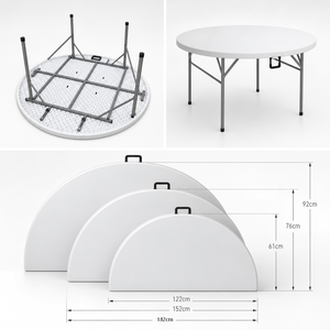 Tavoli Pieghevoli in Plastica Leggera Bianca da 4, 6, 8 Piedi, <span class=keywords><strong>Tavolo</strong></span> e Sedia Pieghevoli Rotondi in Plastica per Eventi - Product Image 1