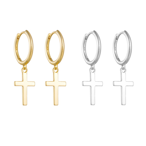 Boucles d'oreilles tendance SPJ en argent sterling S925, style hip-hop punk, croix pendante, boucles d'oreilles créoles personnalisées, bijoux de <span class=keywords><strong>mode</strong></span> pour femmes - Product Image 1
