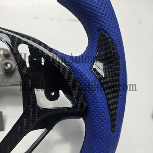 Volante Deportivo Popular de Fibra de Carbono con Agarre de Cuero Perforado, Compatible con Infiniti G27 G37 - Product Image 6
