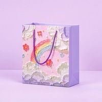Sac fourre-tout de luxe OEM/ODM en papier blanc recyclable, sûr pour les aliments, avec pelliculage mat, design haut de gamme, motif peinture à l'huile, poignée longue