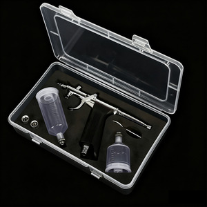 Pistolet aérographe 116BK avec buses de 0,3, 0,5 et 0,8 mm, alimentation par gravité, double action, vitesse réglable, pour travaux artistiques, peinture de modèles, réparation de meubles - Product Image 1