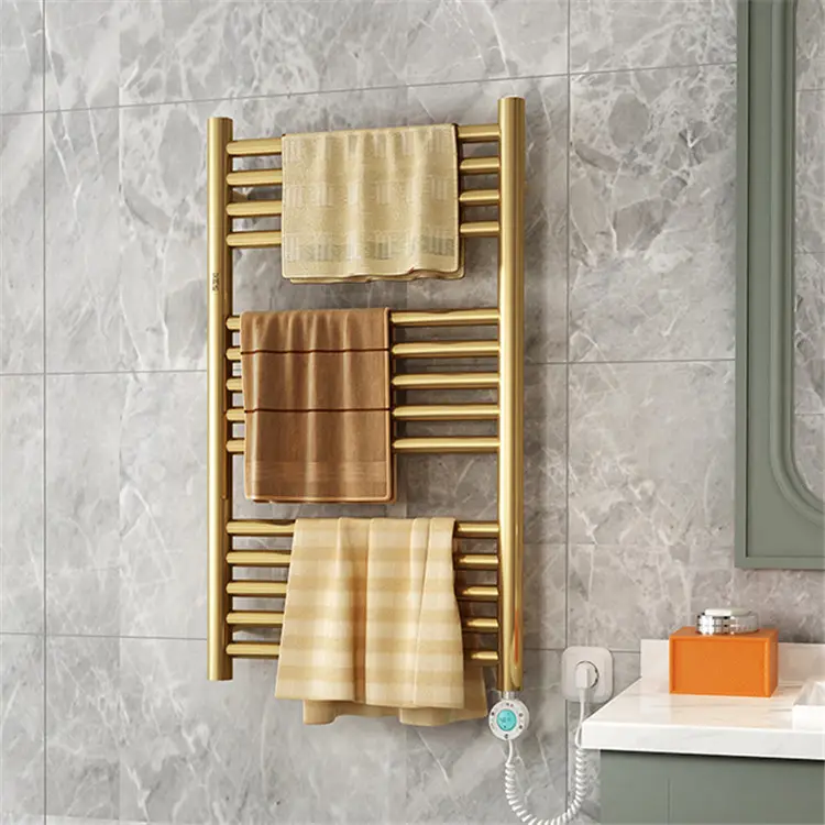 BODE Schlussverkauf Badezimmerzubehör Chrom Gold elektrisches Wandmontage-Werkzeugregal Heizkörper Handtuchwärmer