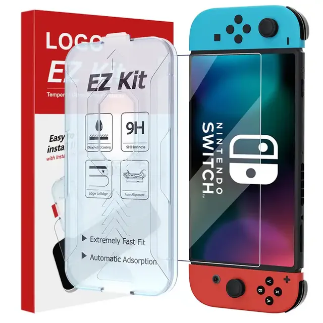 Custom Packaging Nintendo Switch Screen Protector Anti-Scratch Waterproof Tempered Glass One-Click Installation Dropshipping