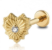 Piercing en Titane ASTM F136 16G à Vis à Filetage Interne, Motif Cœur, pour Labret, Lobe d'Oreille, Cartilage, Bijoux de Corps