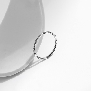 925 стерлингового серебра витое простое Винтажное кольцо модное ретро штабелируемые кольца - Product Image 6