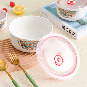 <span class=keywords><strong>Bol</strong></span> en céramique 3 ensembles de boîte à déjeuner micro-ondes ouverture de la boîte fraîche cadeaux promotionnels porcelaine peut être imprimé LOGO (C018) - Product Image 4