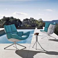Fauteuil Lounge Moderne avec Coussin Doux, Pivotant et Réglable, Design Scandinave, Meuble de Salon pour la Maison