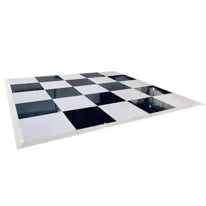 ACS Portable White Wooden Dance Floor 20X20ft Black And White Checkered Dance Floor For Wedding Party Venue Decoration