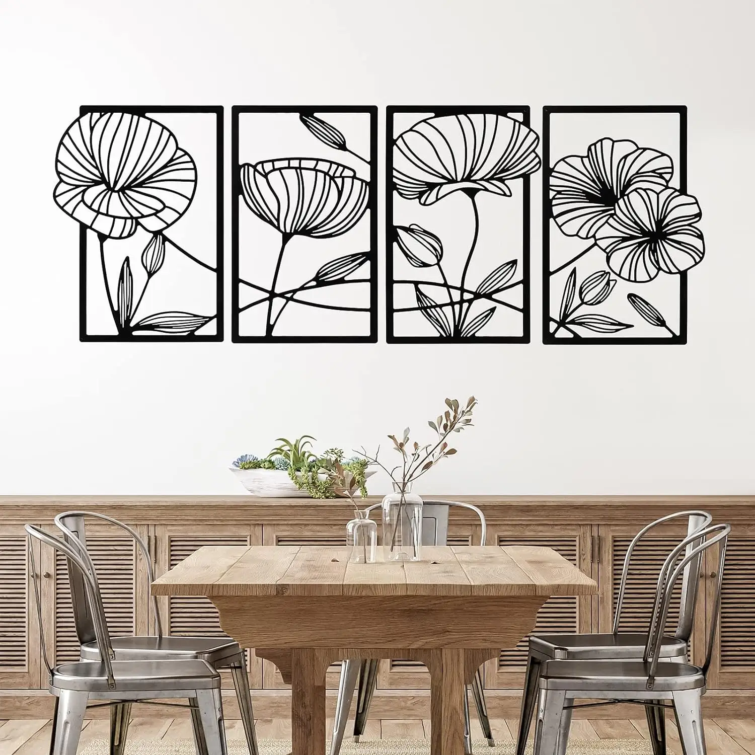 Wandmetall Blumen minimalistische Linie Kunst Wand Wohnzimmer Schlafzimmer Blume ästhetische moderne Skulptur