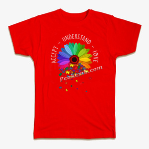 Nouvelle idée de produit 2021 accepter comprendre l'amour autisme fleur Appliques écologique Anti-boulochage femmes t-shirt - Product Image 6