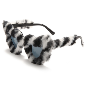 Gafas de Sol de Peluche para Mujer, Color Rosa, Estilo Punk, con Peluche Suave, Color Rosa Blanco, para Disfraz de Halloween, Gafas de Sol de Ojo de Gato - Product Image 4