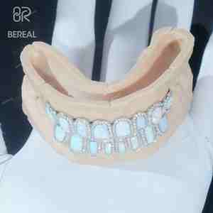 เครื่องทดสอบเพชรผ่านเพชรมอสซานไนท์กริลลิซสไตล์ฮิปฮอป925เงิน VVS เพชรวงฟันโอปอลจิวเวอรี่ผู้ชายผู้หญิง - Product Image 3