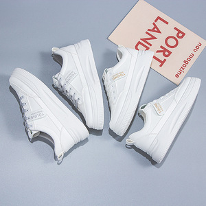 Zapatillas de <span class=keywords><strong>Tenis</strong></span> Cómodas de Piel Sintética para <span class=keywords><strong>Mujer</strong></span>, Zapatillas Casuales con Cordones y Malla, Zapatillas Planas Blancas para Verano para Damas y Chicas - Product Image 3