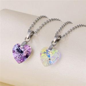 Collar <span class=keywords><strong>de</strong></span> <span class=keywords><strong>Corazón</strong></span> <span class=keywords><strong>de</strong></span> <span class=keywords><strong>Acero</strong></span> Inoxidable Lateefah, Collar <span class=keywords><strong>de</strong></span> Cadena con Cristales, <span class=keywords><strong>Corazón</strong></span> Color Durazno, CE, Regalo en Forma <span class=keywords><strong>de</strong></span> <span class=keywords><strong>Corazón</strong></span> para Mujer - Product Image 2