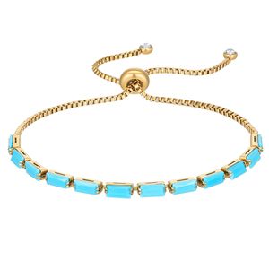 Adjustable Gold Plated Zircon <b>Bracelet</b> Set Women's Party Jewelry Geometric Design Channel Setting Multi Color Fashion <b>Bracelets</b> - Product Image 5