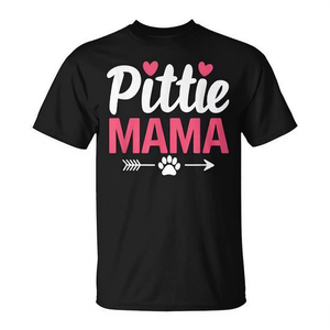 Camiseta Pittie Mama para amantes de los perros, regalo para propietarios de Pitbull, algodón negro, talla unisex para adultos - Product Image 2