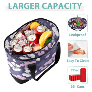 Hawaiian Custom Hau Flower Thermal Lunch Box Shoulder Bags Durable Oxford <b>Material</b> Insulated <b>Cooler</b> Lunch Tote Bag - Product Image 4