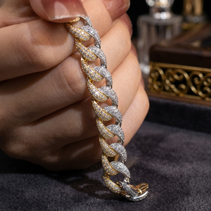 Bracelet chaîne de luxe en argent 925 plaqué moissanite, taille brillant rond, serti en canal, maillons géométriques style hip-hop, unisexe, pour usage quotidien - Product Image 3