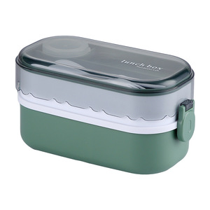 Lonchera de Plástico de Dos Niveles y Dos Compartimentos para Bebés y Niños, con Botella de Agua, Material de Grado Alimenticio, Reutilizable, Venta al Por Mayor - Product Image 5