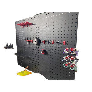 Multi-Functional Metal Tool Organizer Board - Automotive Hardware Storage <strong>with</strong> Square <strong>Holes</strong> &amp; <strong>Shelf</strong> Accessories Display Racks