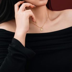 Collier Dylam Light Luxury en argent sterling 925 avec chaîne à maillons et pendentif en zircone cubique 5A avec inscription chinoise, bijoux porte-bonheur pour femmes - Product Image 5