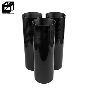 Oem Large Diameter Carbon Tube 100mm 140mm 150mm 180mm 200mm OD Custom Carbon Fiber Big Round Tube 3K Wrapped High Strength
