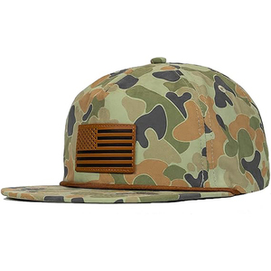Gorra de Camionero de 5 Paneles con Visera Plana, Diseño de Parche de Cuero Personalizado con Logotipo OEM, Gorras de Poliéster, Gorra Clásica con Cierre a Presión y Logotipo Bordado - Product Image 4