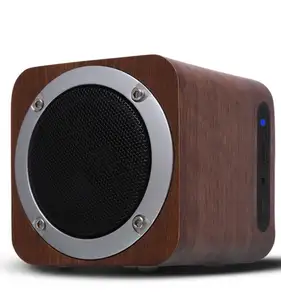 Groothandel Draagbare Mini Speakers Echte Draadloze Bluetooth Speaker Vierkante Surround Sound Houten Bamboe Draadloze Speakers