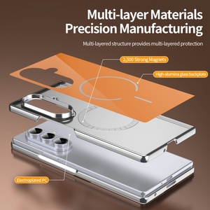 Étui de téléphone magnétique avec panneau arrière en verre tendance pour Samsung Fold 8 3 4 5 6 7 avec protection d'écran avant, placage antichoc - Product Image 5