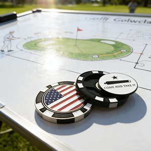 Marqueurs de balle de <span class=keywords><strong>golf</strong></span> verts durables de haute qualité, personnalisables avec logo, de styles variés et amusants, type jetons de poker - Product Image 1