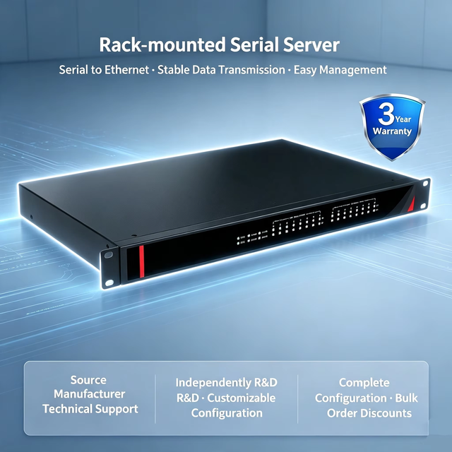 Rack Mounted Serial Port Server, 4-port, 8-port, 16 Port, RS232/485 to Ethernet, Industrial Grade Networking Server Manufacturer