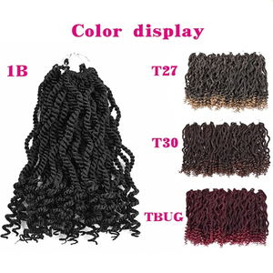 Trenzas pretorcidas de ganchillo onduladas senegalesas de 12 pulgadas <span class=keywords><strong>con</strong></span> extremos ondulados Extensión de cabello sintético para mujeres negras - Product Image 6