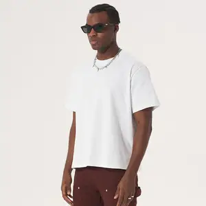 Özel artı boyutu erkek t-shirt standart fit % 100% pamuk kırpılmış boxy fit t shirt boy kırpma üst t-shirt erkekler