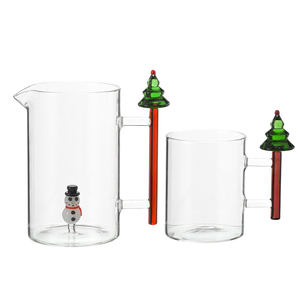 <span class=keywords><strong>Tazas</strong></span> de Vidrio Personalizadas Samyo Aptas para Lavavajillas, con Diseño de Árbol de Navidad y Muñeco de Nieve, para Jugo, Leche, Café, con Asa - Product Image 2