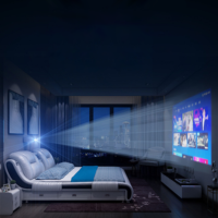 Lit intelligent en cuir avec haut-parleur, purificateur d'air, projecteur, lit moelleux de luxe, taille king, rembourré, multifonctionnel, en promotion