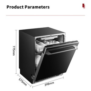 Lavavajillas Inteligente Integrado de 18 Configuraciones, 121-150L, Esterilización con Ozono, Panel de Vidrio Templado, Carcasa de Acero Inoxidable - Product Image 4