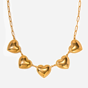 Collier pendentif en acier inoxydable en forme de cœur pour femmes, chaîne de clavicule, bijoux cadeau, accessoire de mode - Product Image 1