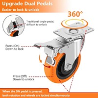 Roues pivotantes modernes en polyuréthane de 3 pouces pour conteneurs maritimes, roulettes gonflables de 3 pouces avec frein et double verrouillage, capacité de charge de 10 à 40 kg